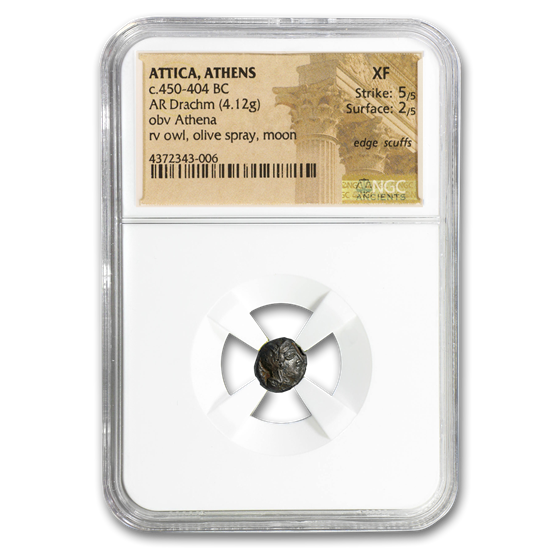 Attica Athens Silver Drachm Owl (450-404 BC) XF NGC Attica Athens Silver Drachm Owl (450-404 BC) XF NGC